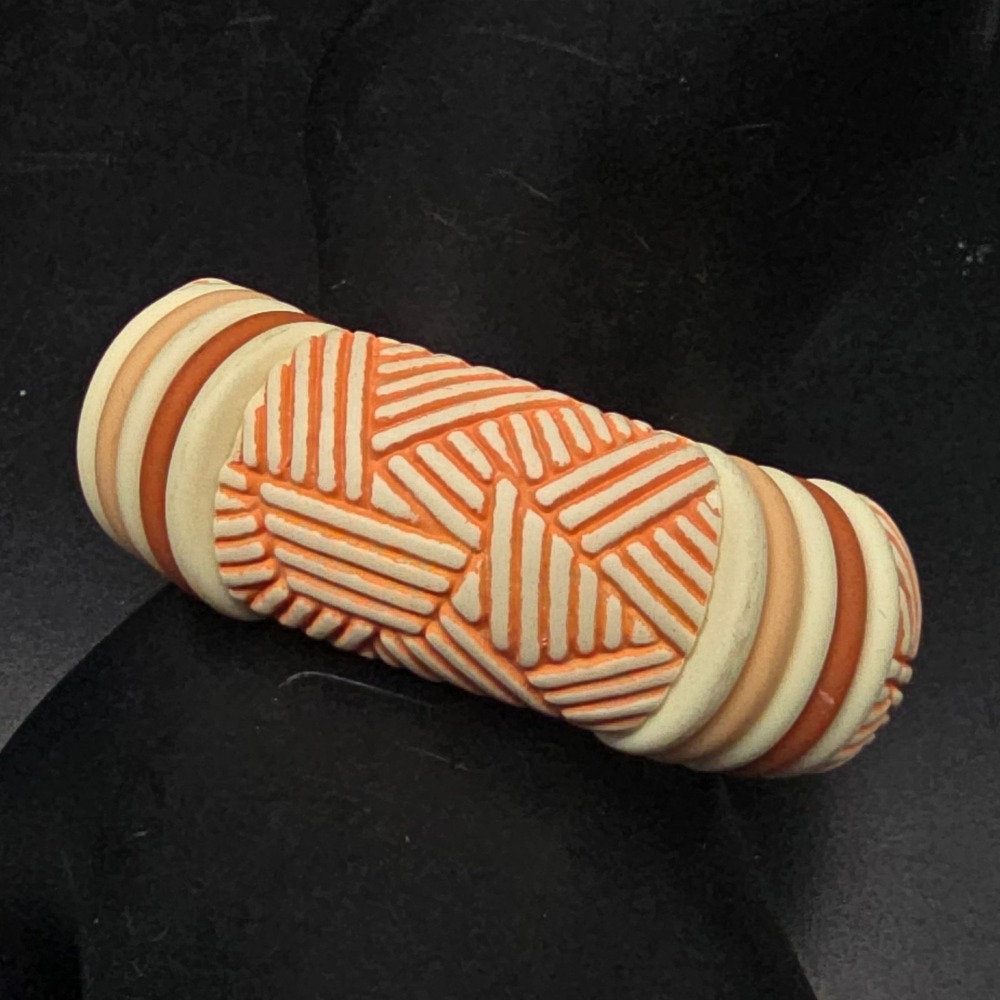 Avon 1988 Sirocco Stick Bracelet Orange Cream Tribal Vintage Jewelry